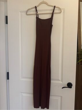 Zara Brown Maxi Dress with Spaghetti Straps